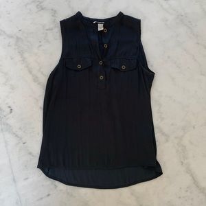Black button up sleeveless Blouse